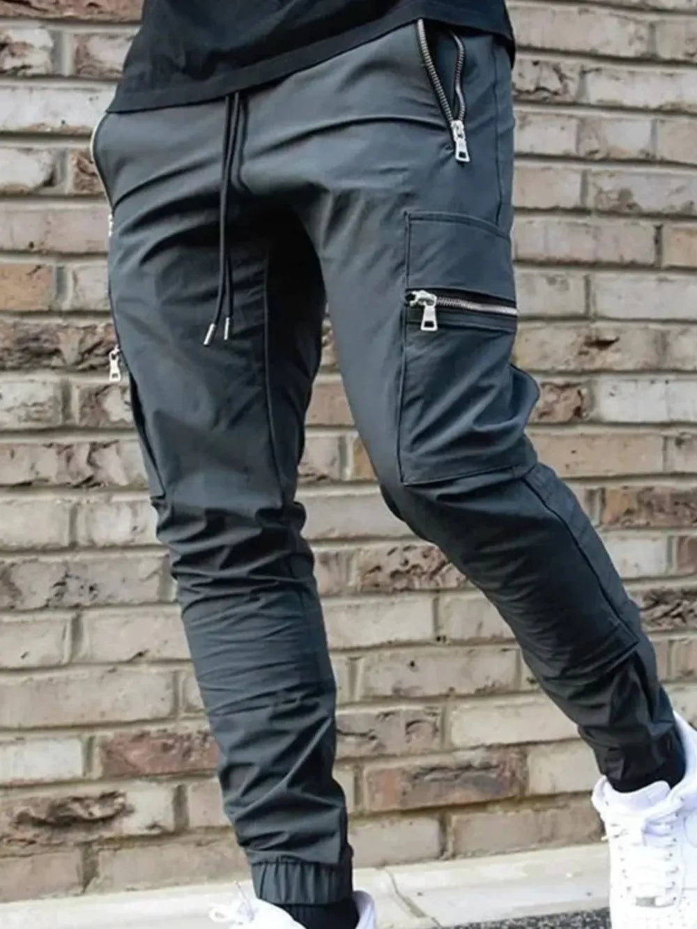 men's drawstring pants with pockets styled as a men’s apparel