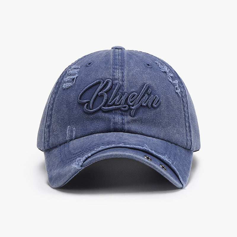 Embroidered Letter Cotton Baseball Cap Dusty Blue One Size