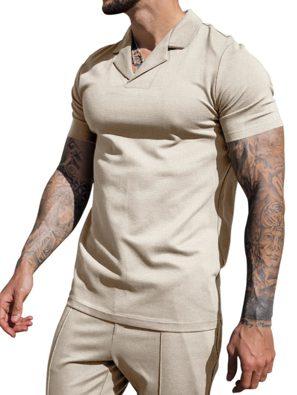 men's men's plus size short sleeve top and shorts set - extra view