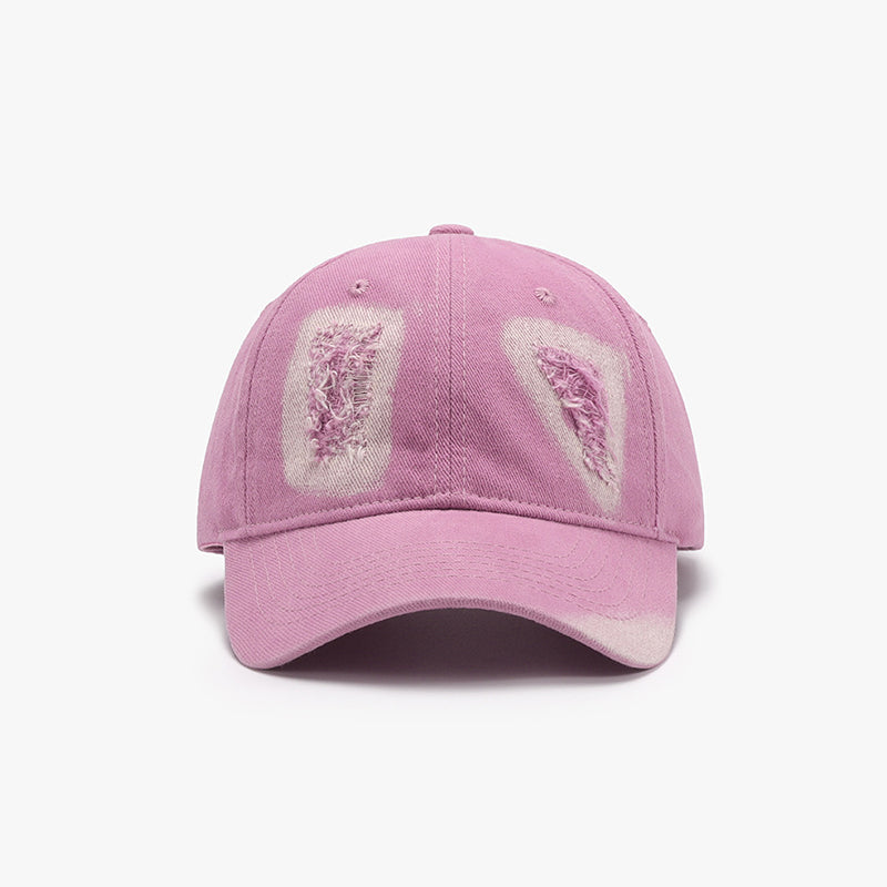 Distressed Cotton Baseball Cap Fuchsia Pink One Size