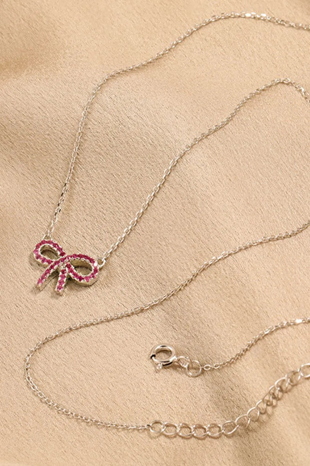 925 Sterling Silver Bow Necklace Silver One Size