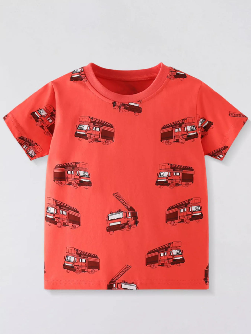 women's children's truck print crew neck short sleeve t-shirt - product showcase
