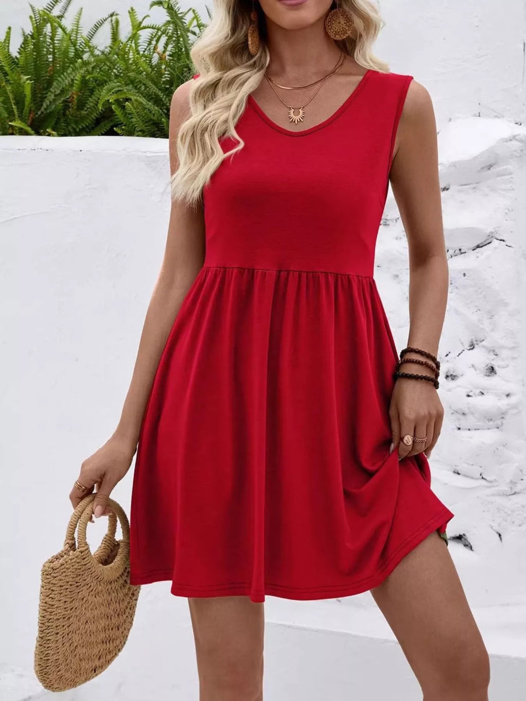 women's v-neck sleeveless mini dress - additional image