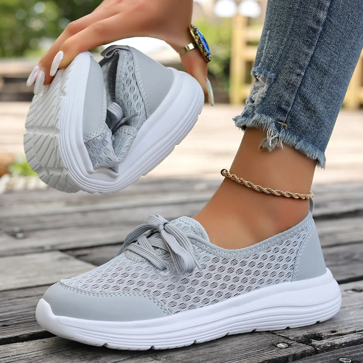 women's breathable mesh sneakers - front view