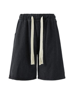 men's men's plus size loose fit wash denim shorts - main product image