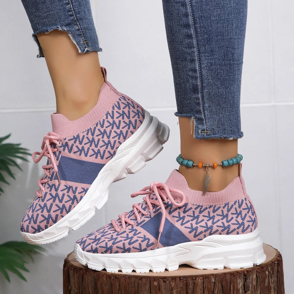 women's round toe lace up sneakers - additional image