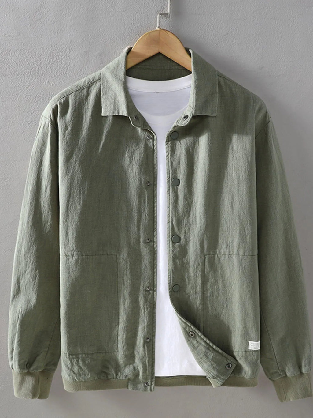 men’s military-inspired lined coat with shoulder detail