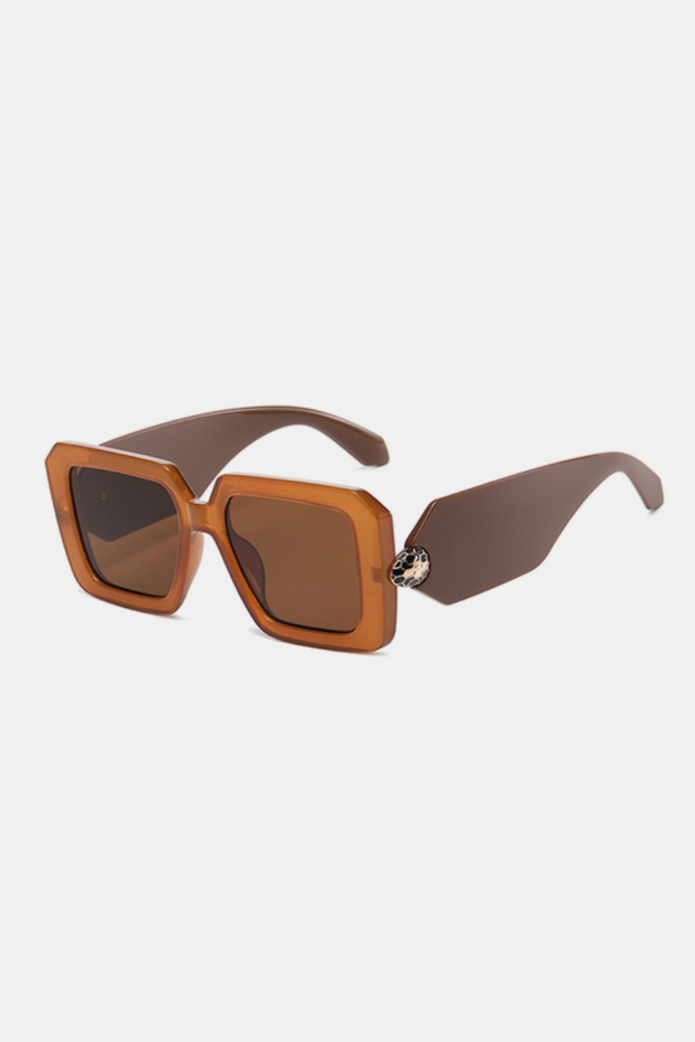 Polycarbonate Frame Square Sunglasses Taupe One Size