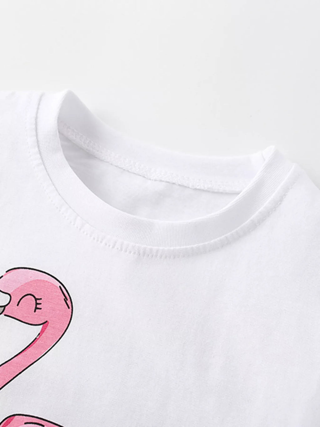 women's children's flamingo graphic ruffle sleeve t-shirt - alternate angle