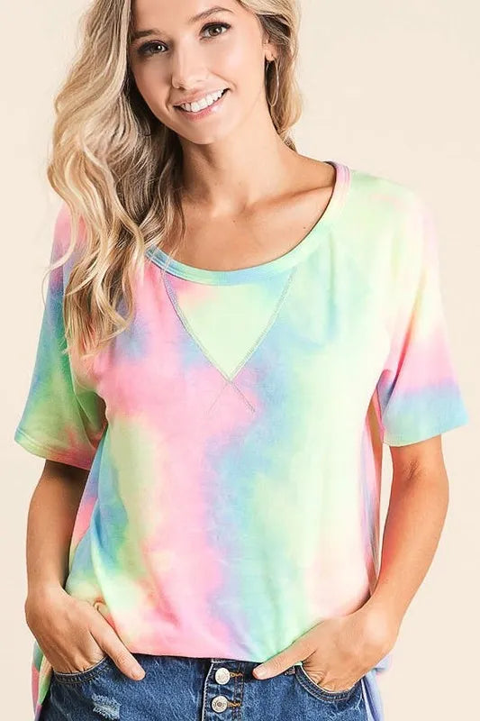 women's bibi tie dye french terry print top - additional image