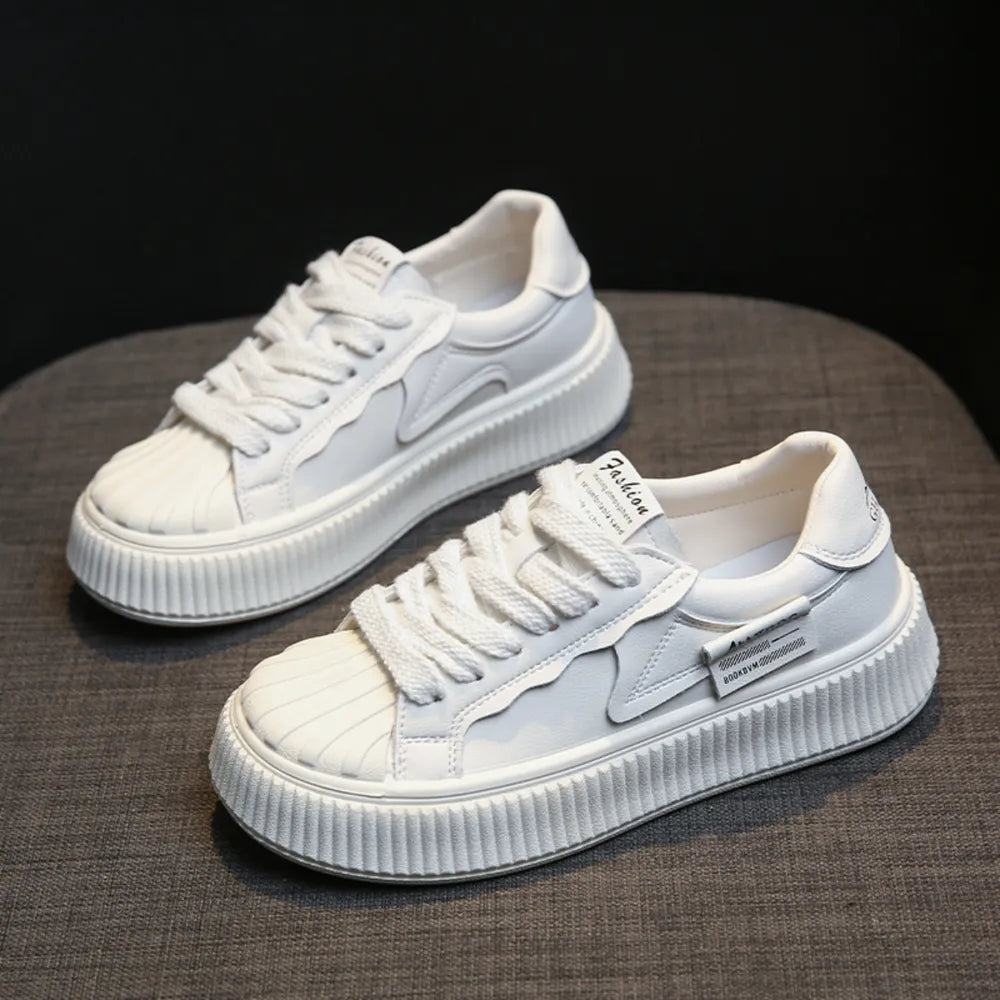 Lace Up Round Toe Platform Sneakers