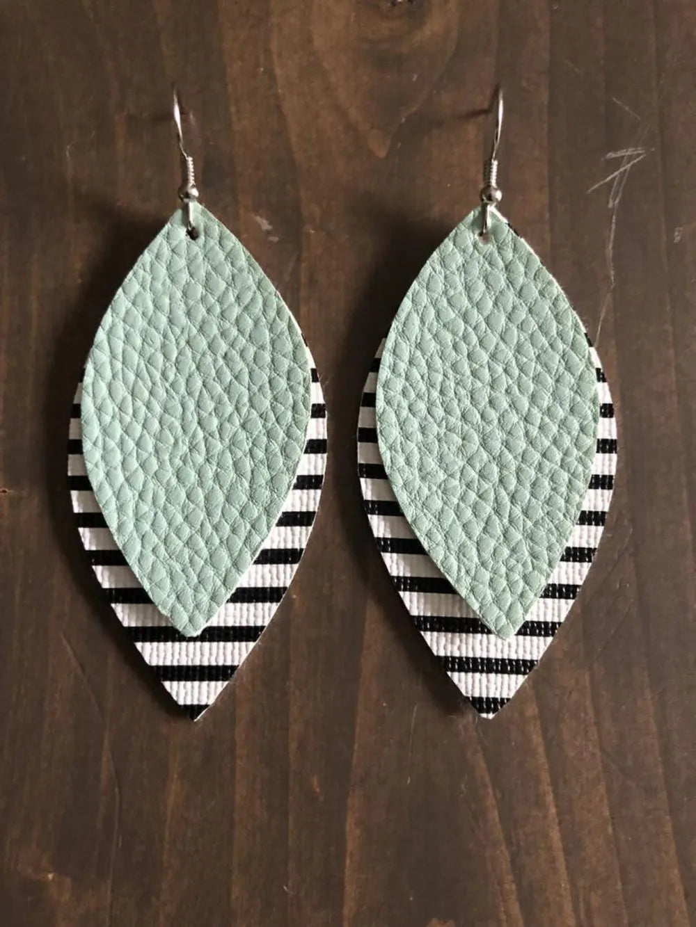 PU Leather Leaf Dangle Earrings Gum Leaf One Size