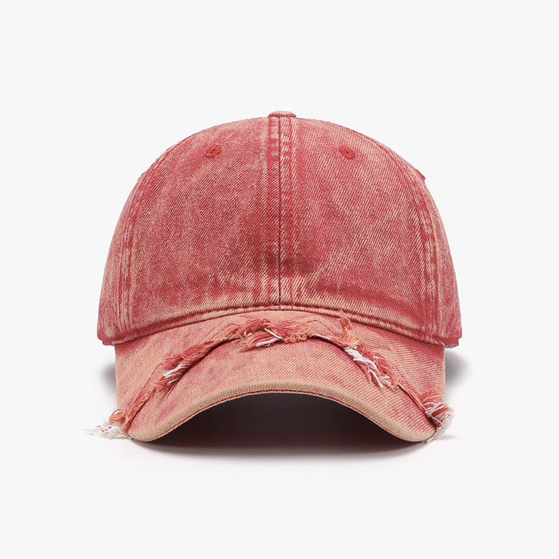 Fringe Adjustable Cotton Baseball Cap Strawberry One Size