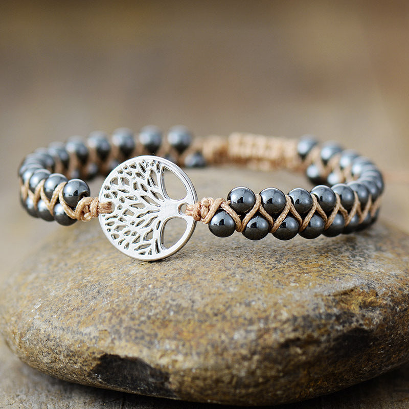 alloy natural stone braided bracelet shown as ring