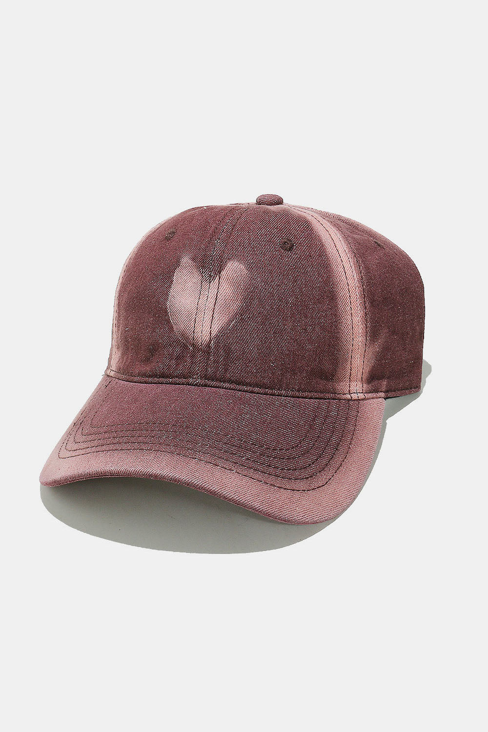 Heart Cotton Baseball Cap Dusty Pink One Size