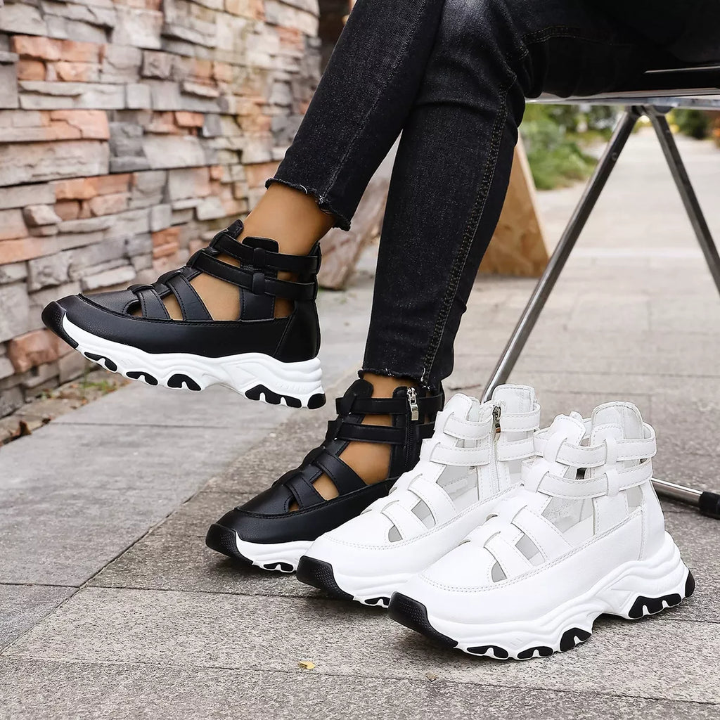 women's cutout platform sneakers - product showcase