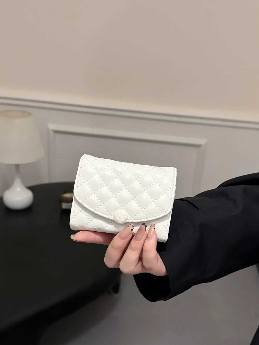 PU Leather Solid Color Wallet White One Size