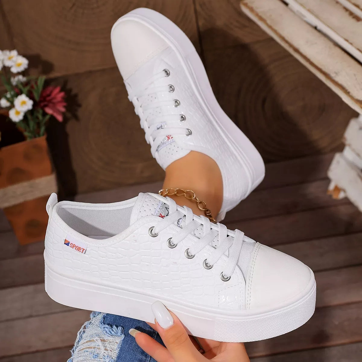 women's round toe platform sneakers - extra view