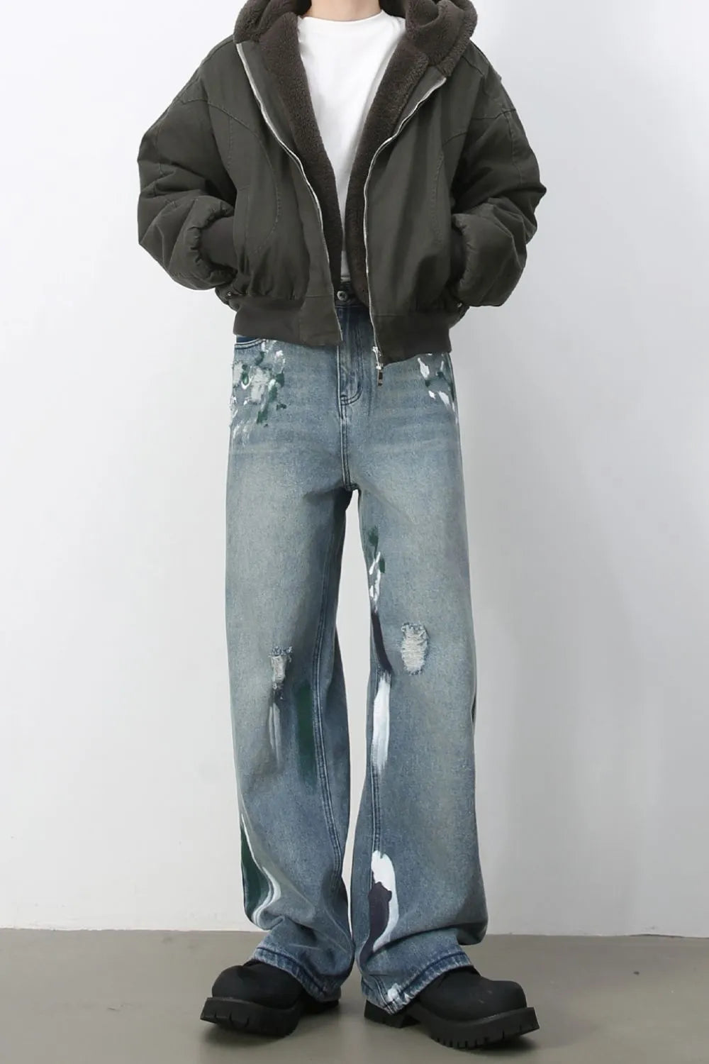 Men's Paint Wide Leg Jeans Medium