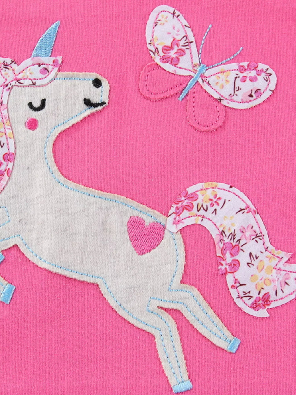 women's children's cute unicorn applique ruffle sleeve t-shirt - back view