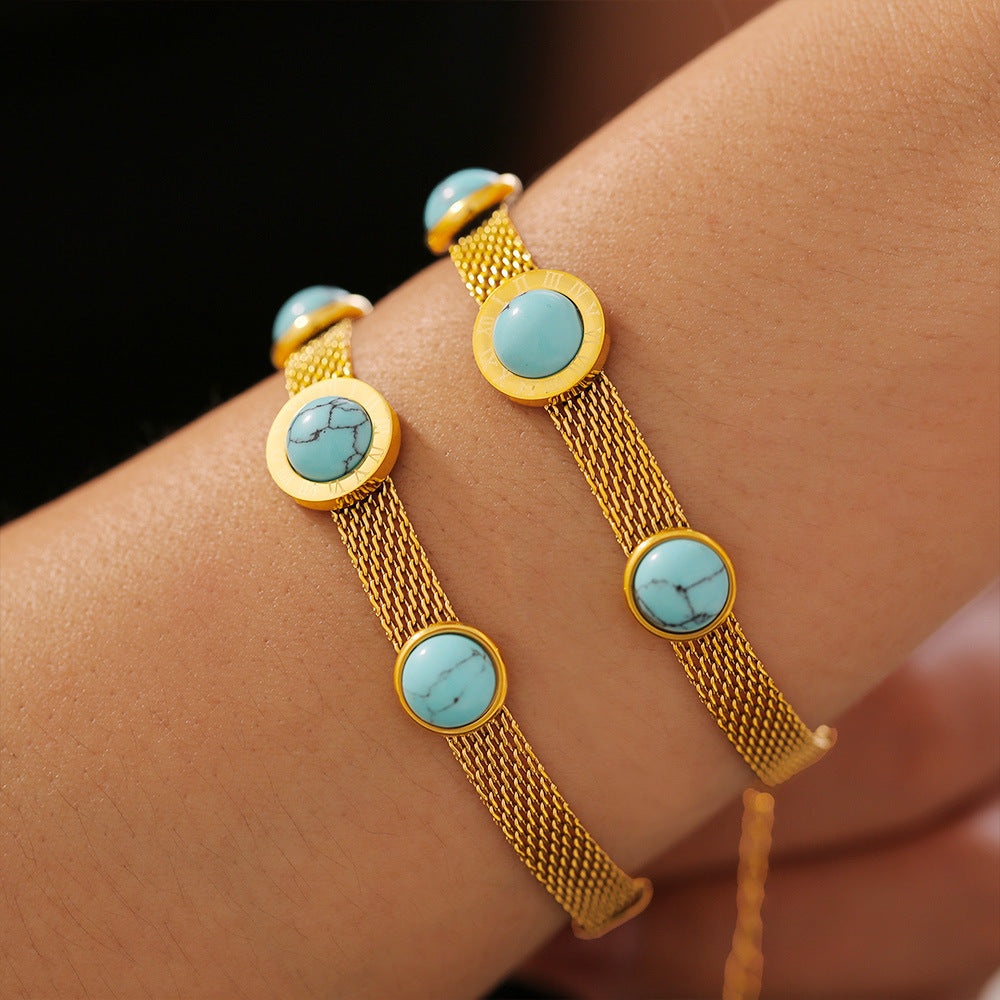 turquoise titanium steel bracelet — activewear view