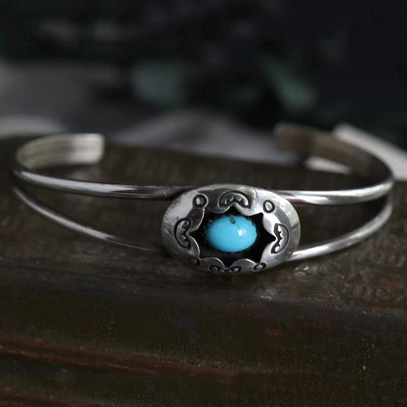 Artificial Turquoise Alloy Open Bracelet Sky Blue One Size