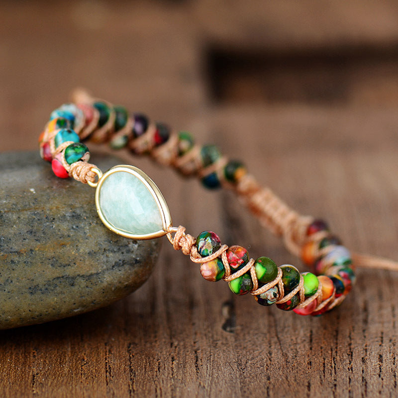 Handmade Teardrop Shape Beaded Bracelet Gum Leaf One Size