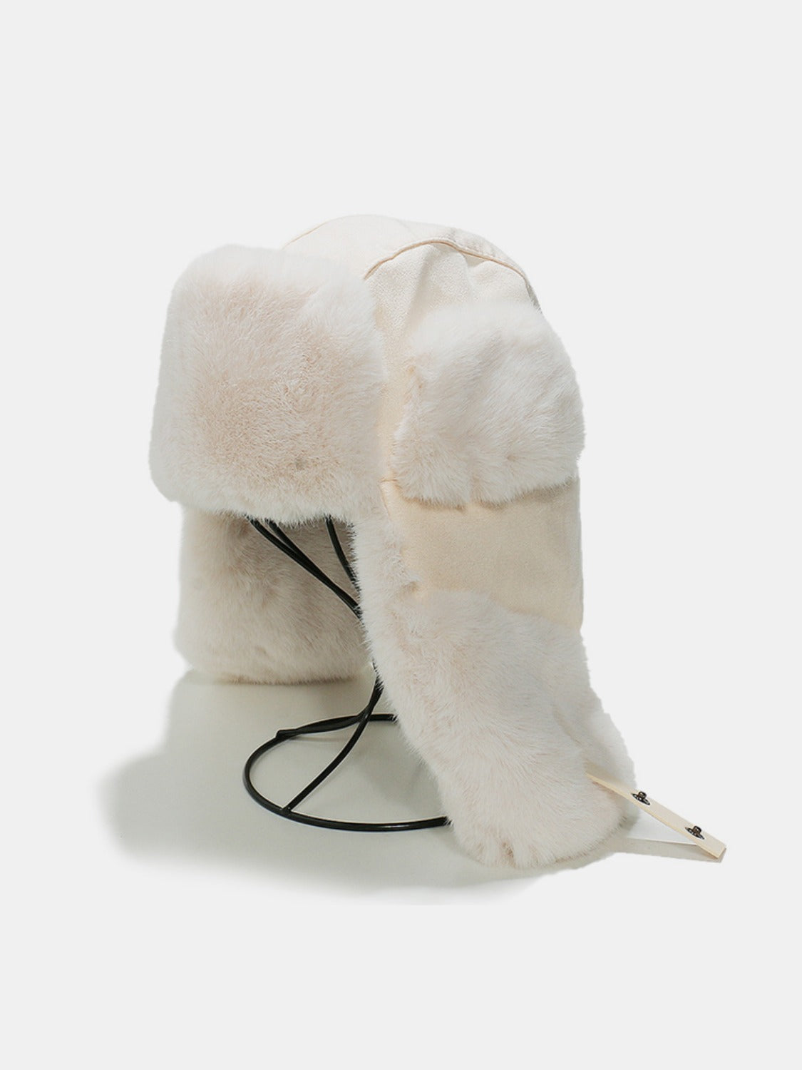 Thermal Fuzzy Earmuffs Winter Hat Ivory One Size