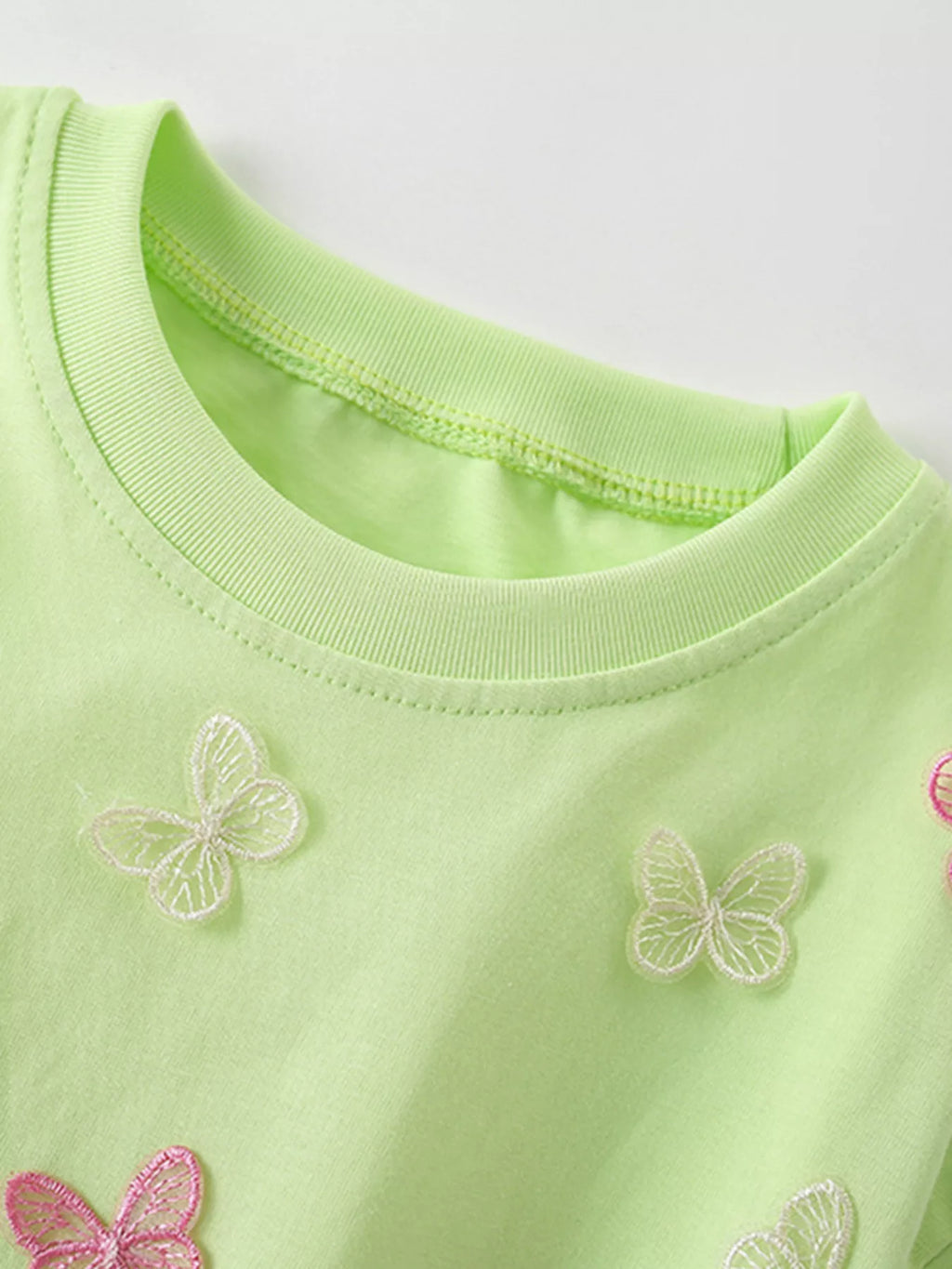 women's children's butterfly applique short sleeve t-shirt - side view