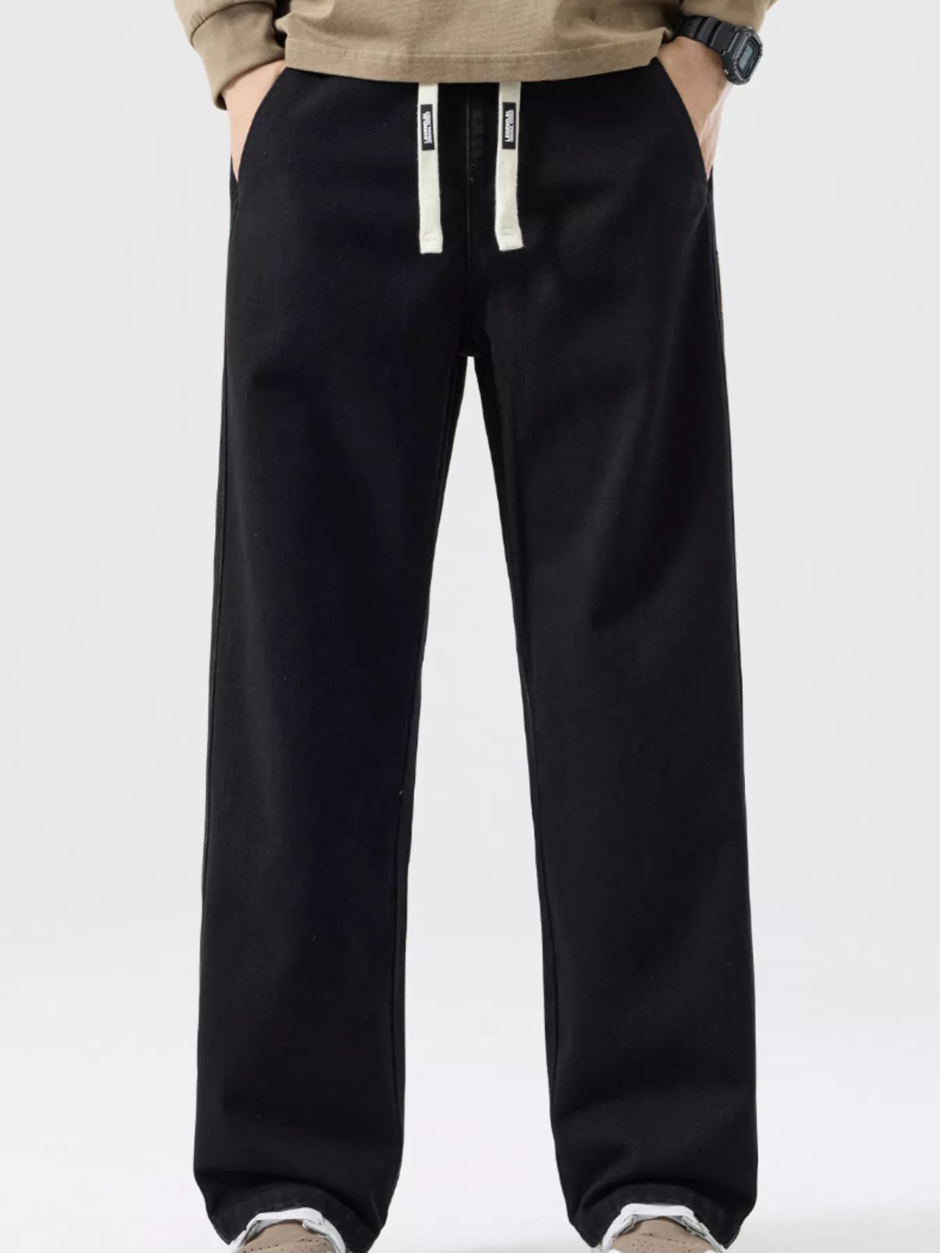 men's men's plus size casual drawstring wide-leg jeans - additional image