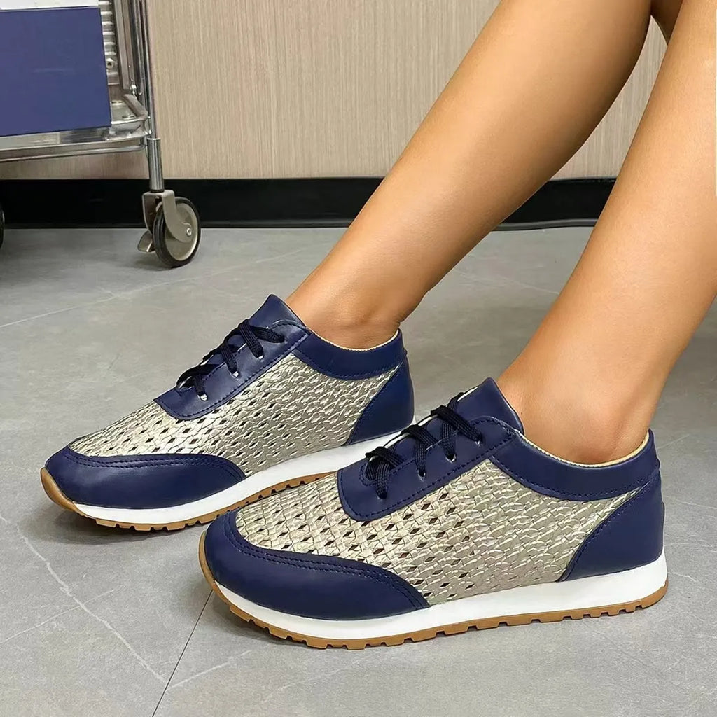 women's breathable lace up sneakers - styling option