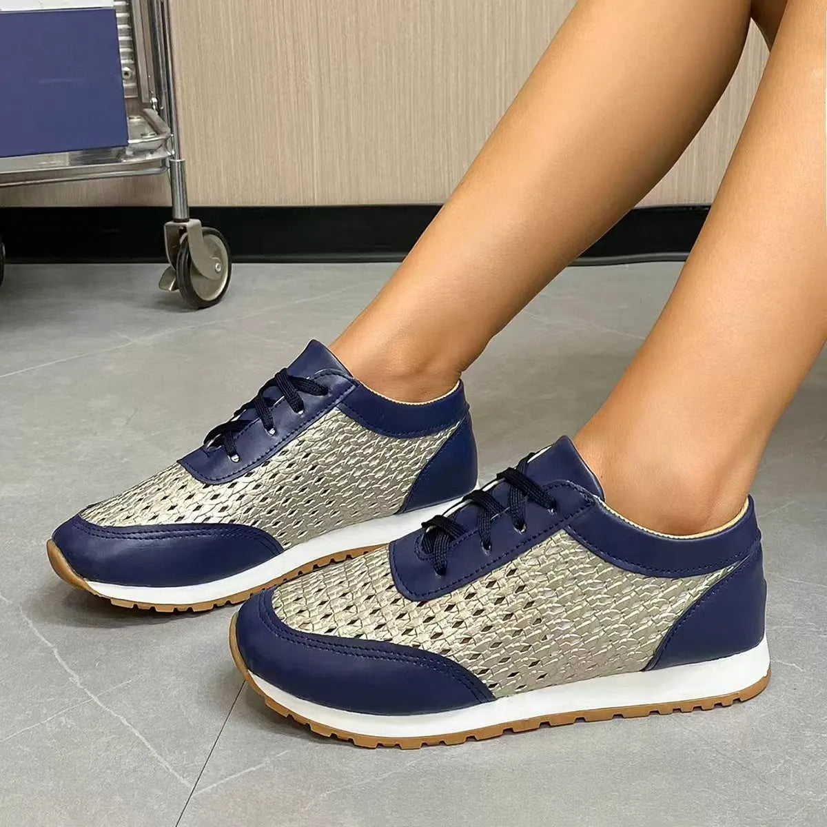 women's breathable lace up sneakers - styling option