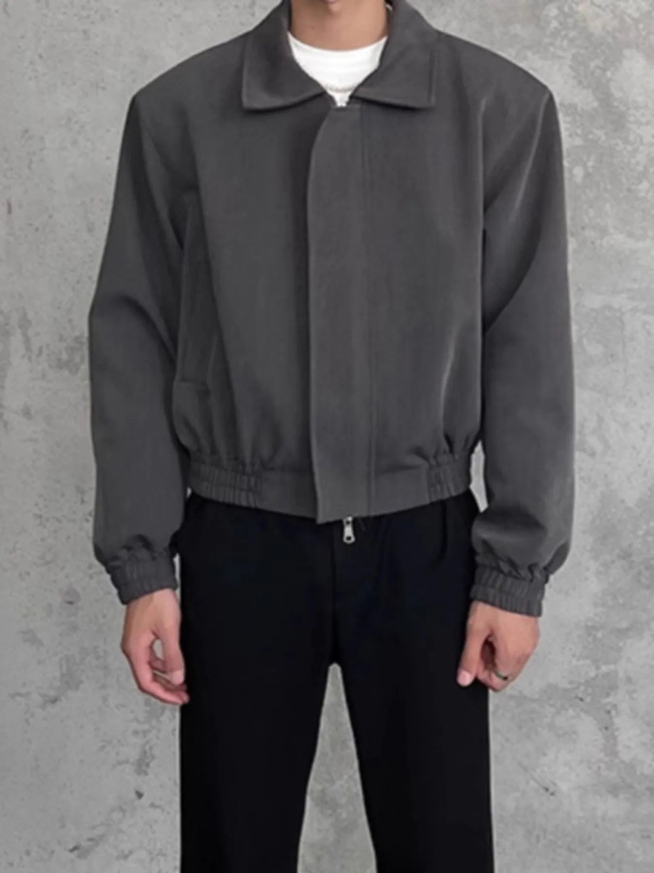 men’s textured puffer jacket with high collar