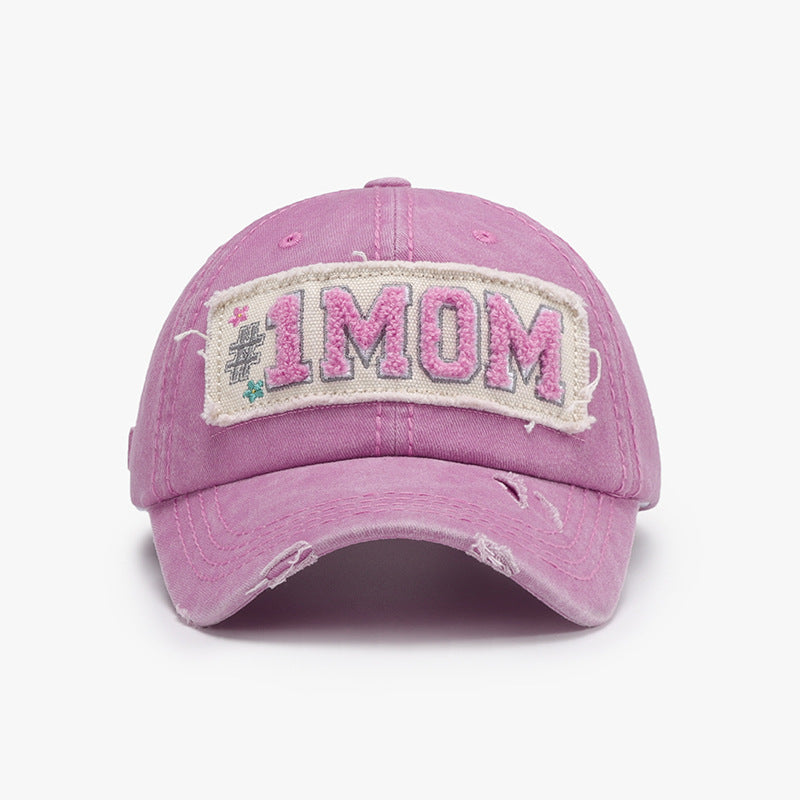 Letter Adjustable Cotton Baseball Cap Blush Pink One Size