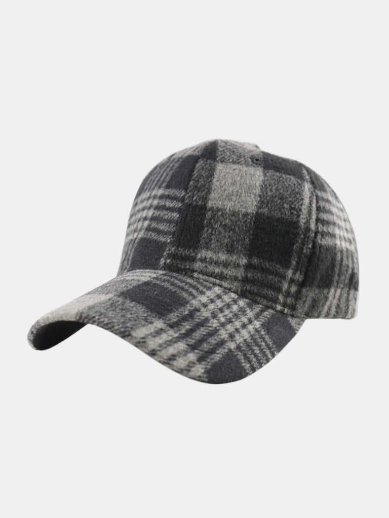 Plaid Adjustable Cotton Baseball Cap Black One Size