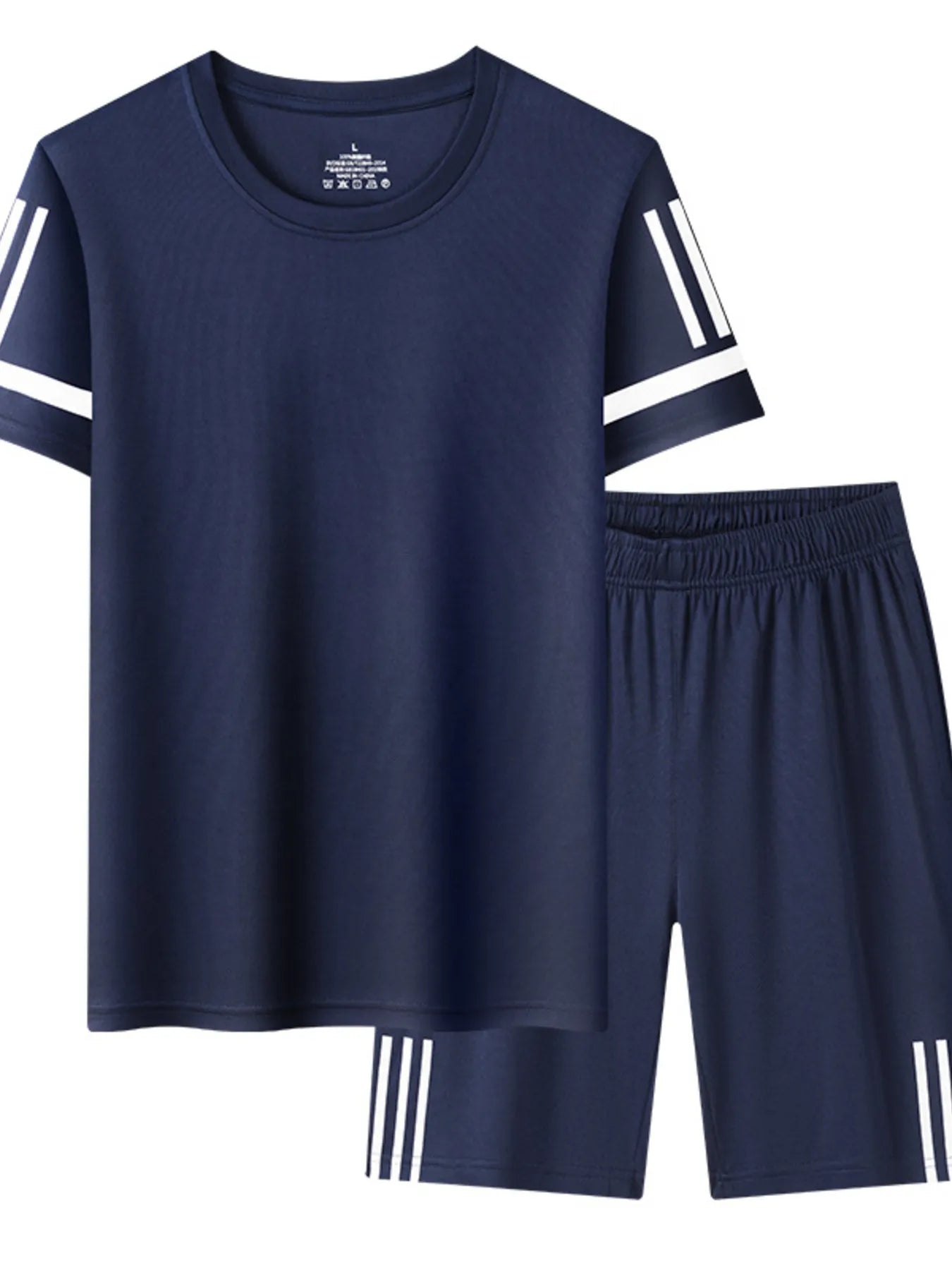 men's men's plus size round neck short sleeve top and shorts set - styling option