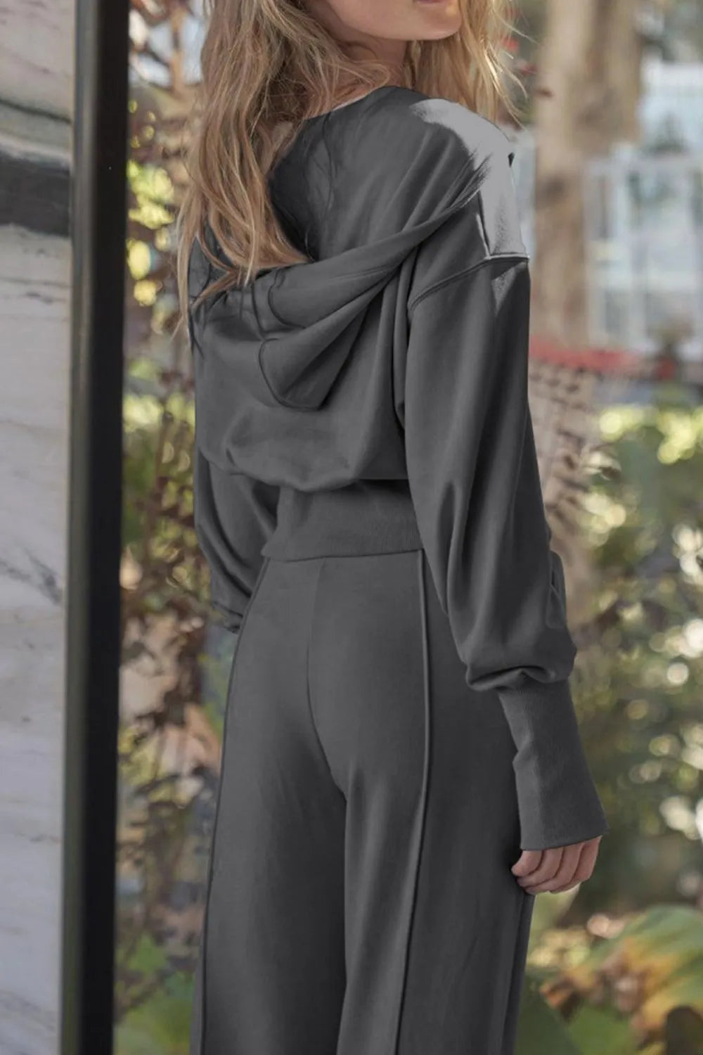 women's zip-up hoodie and pants active set - detail shot