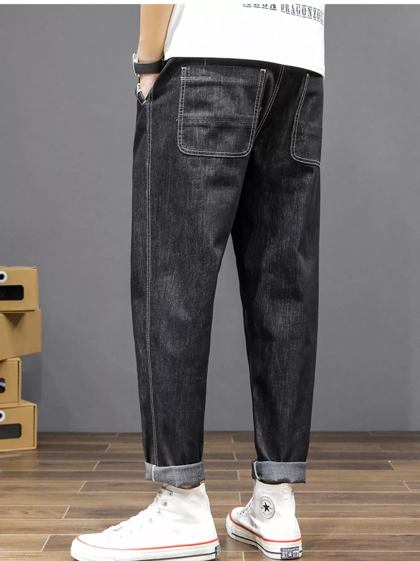 men's men's plus size casual loose fit wash jeans - product detail