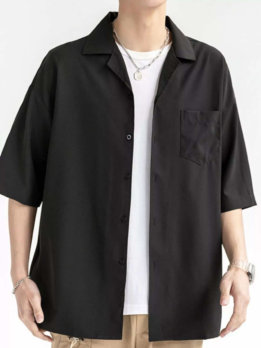 men's men's plus size button up half sleeve shirt - styling option