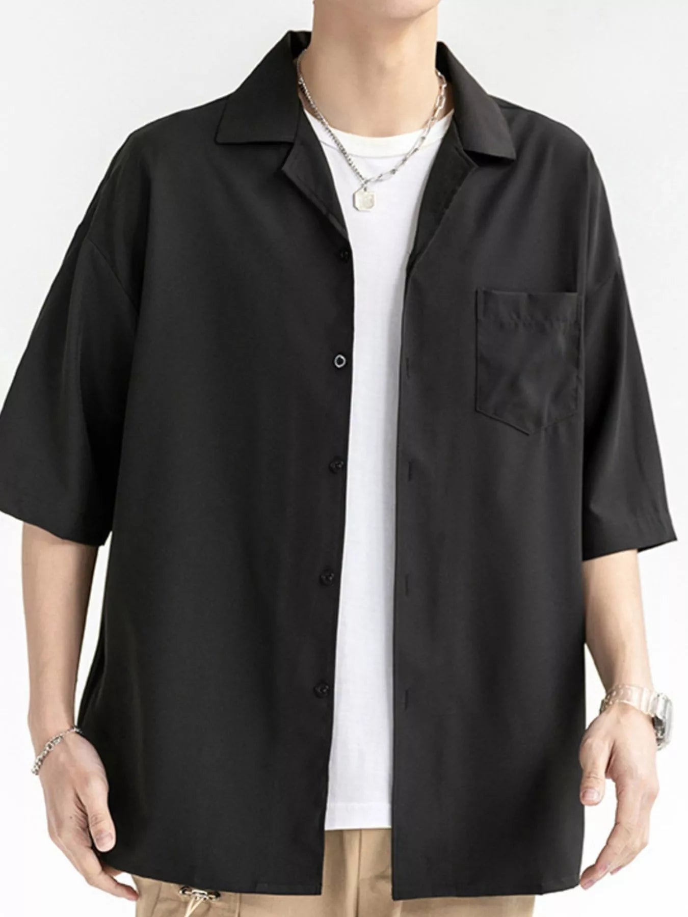 men's men's plus size button up half sleeve shirt - styling option