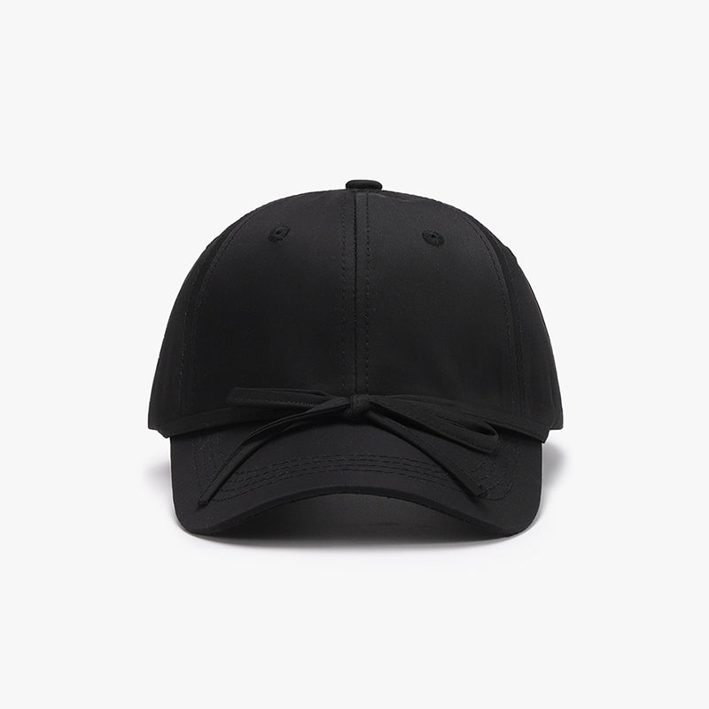 Tied Bow Cotton Baseball Cap Black One Size