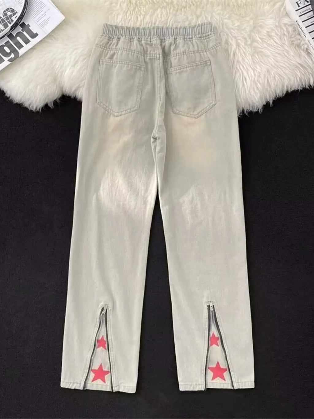men's men's full size vintage wash wide leg jeans plus size - extra view