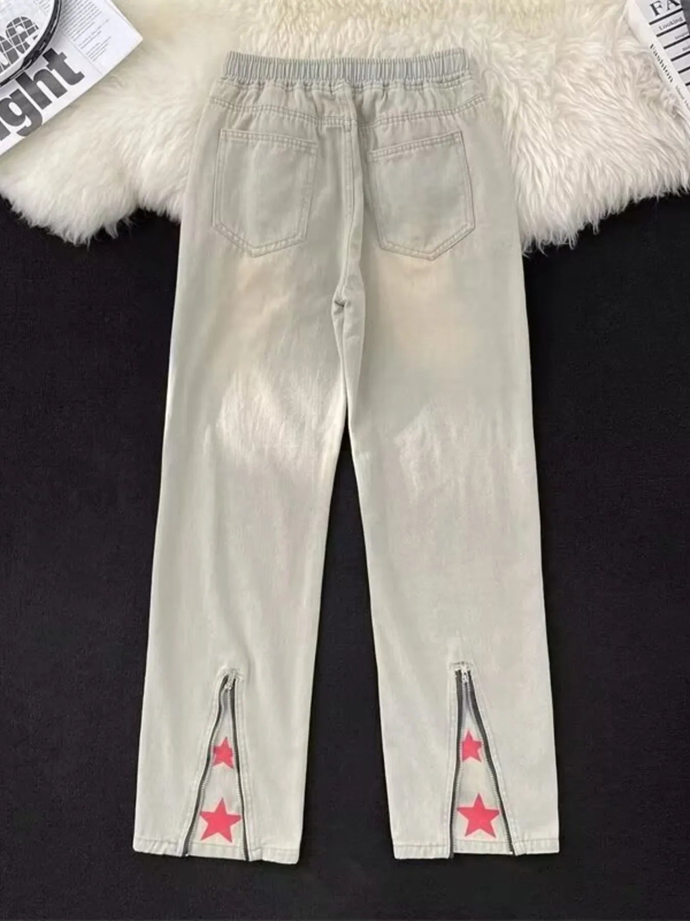 men's men's full size vintage wash wide leg jeans plus size - extra view