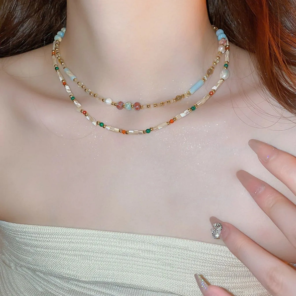 alloy pearl beaded necklace shown as women’s apparel