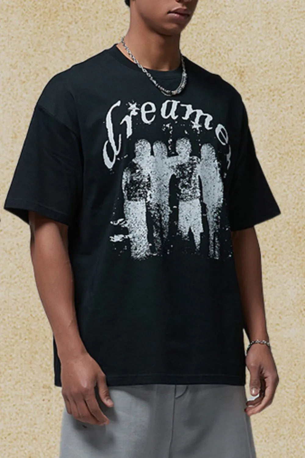 Men's Graphic Round Neck Half Sleeve T-Shirt Black