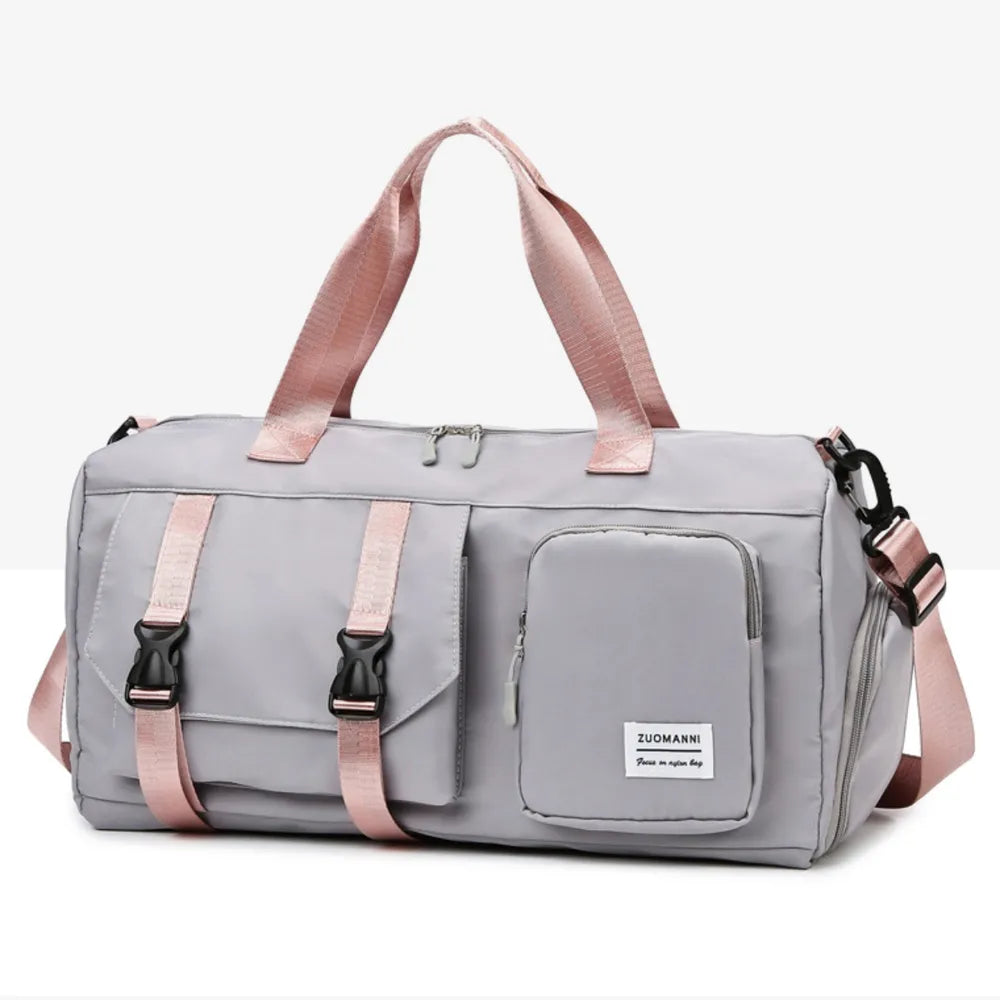 Oxford Cloth Multi-Pocket Travel Bag Gray One Size