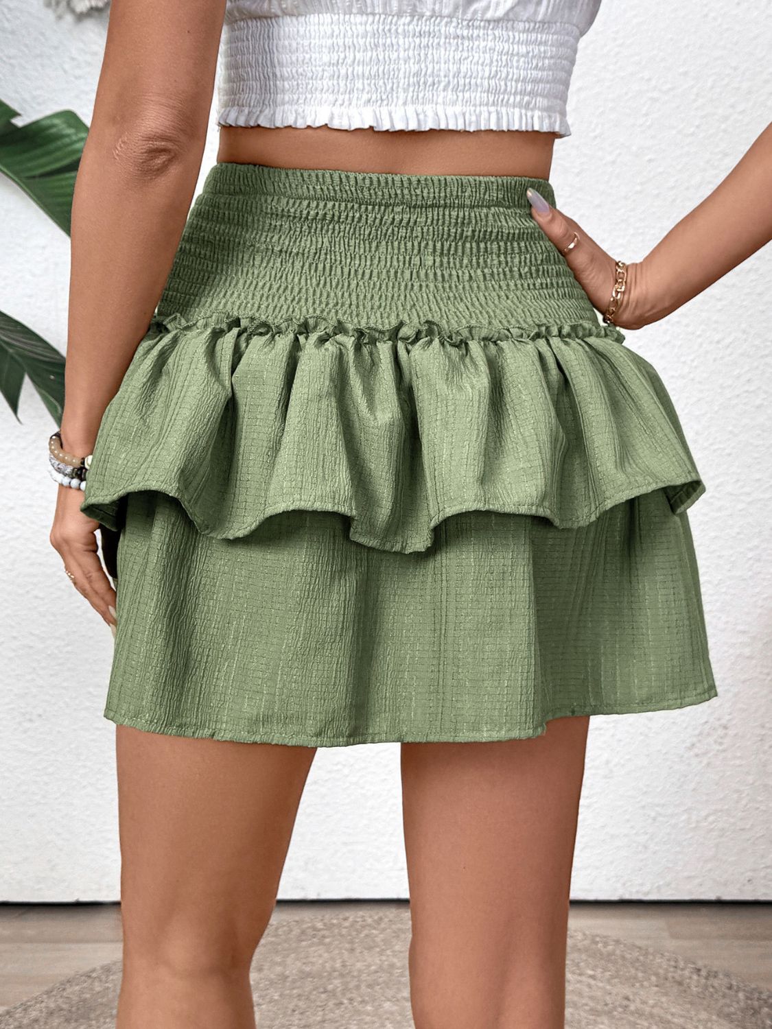 Perfee Layered Smocked Mini Skirt