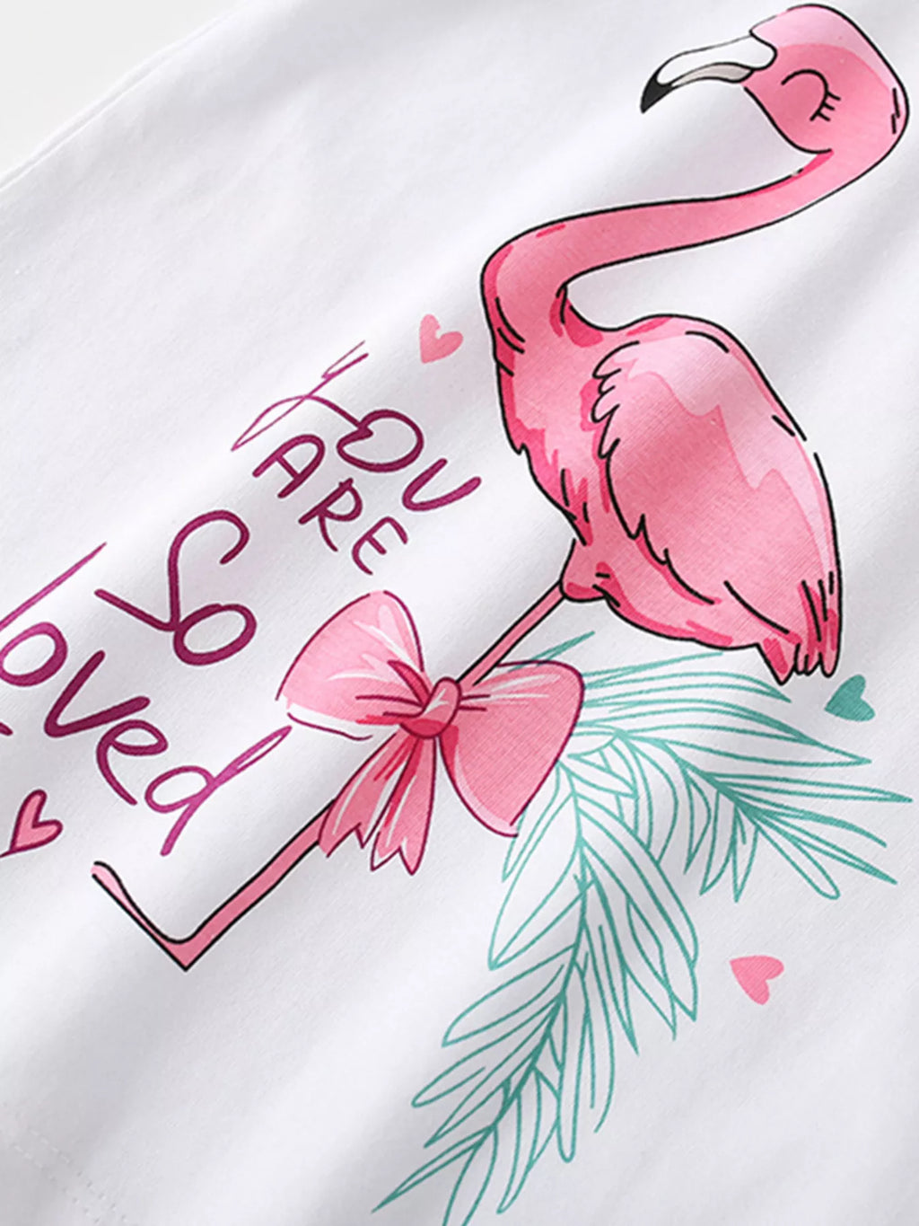 women's children's flamingo graphic ruffle sleeve t-shirt - lifestyle shot