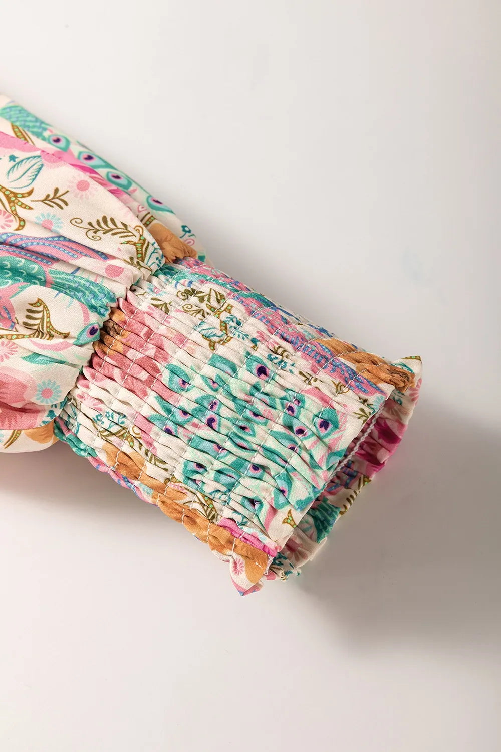 Printed Notched Lantern Sleeve Dress
