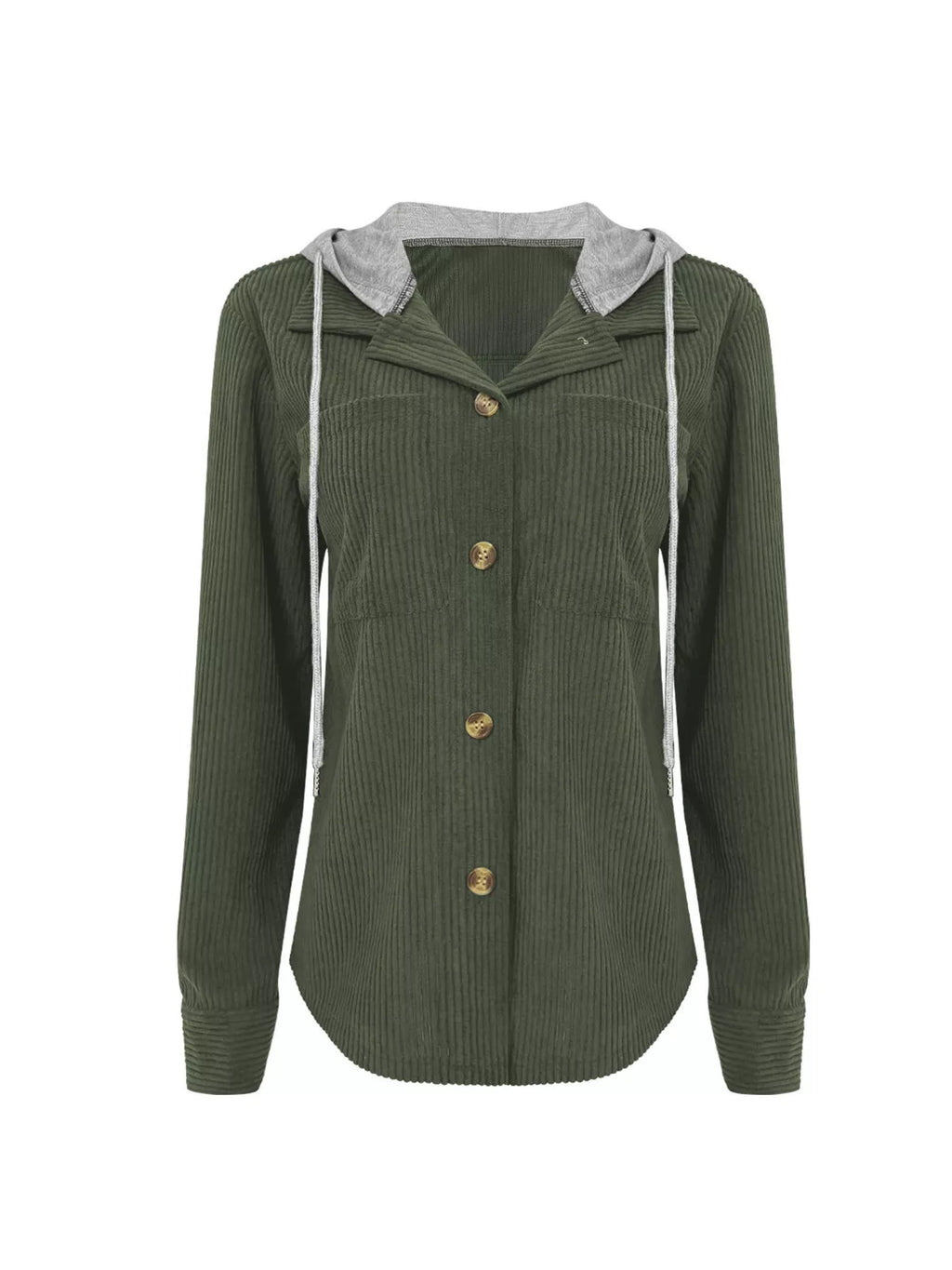 women's hooded corduroy button-down jacket - additional image